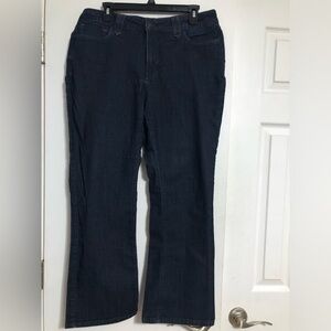 NYDJ bootcut dark wash‎ jeans women’s size 14WP. Dark wash double belt loops